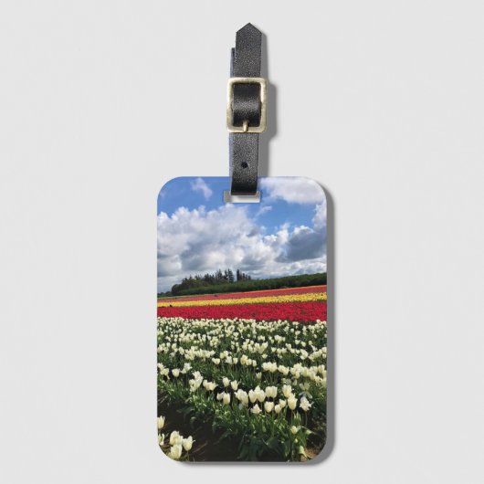 Farbiges Tulip Field, Oregon Gepäckanhänger (Vorderseite Vertikal)