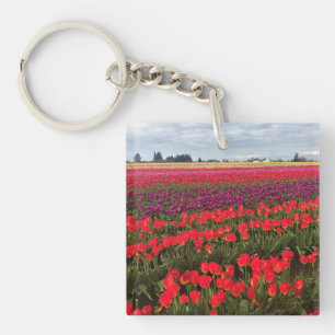 Farbiges Tulip Field, Waldbrand, Oregon Schlüsselanhänger