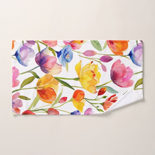 Farbiges Tulpenfeldmuster Badhandtuch Set (Handtuch)