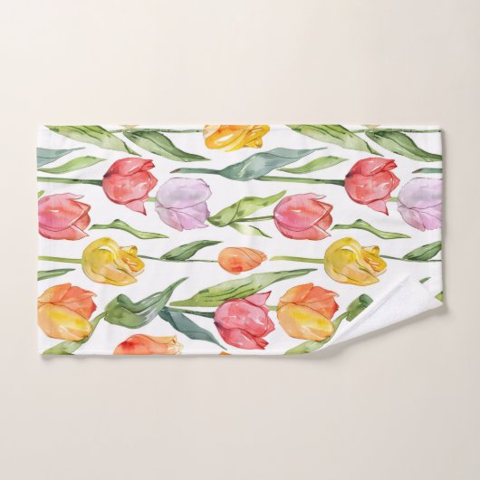 Farbiges Tulpenfeldmuster Badhandtuch Set (Handtuch)