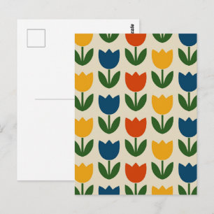 Farbiges Tulpenmuster Postkarte