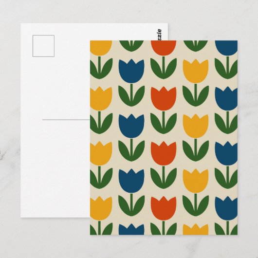 Farbiges Tulpenmuster Postkarte (Vorne/Hinten)