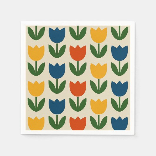 Farbiges Tulpenmuster Serviette (Vorderseite)