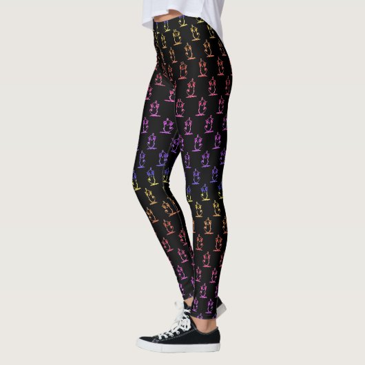 Farbiges Tweety Muster in schwarzem, trendigem Tee Leggings (Links)