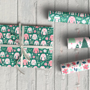 Farbiges Ugly Sweater Holiday Wrapping Paper Geschenkpapier Set