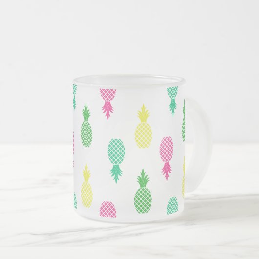 Farbiges und Niedliches tropisches Ananas Muster Mattglastasse (VorderseiteRechts)
