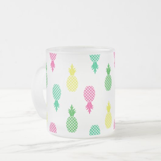 Farbiges und Niedliches tropisches Ananas Muster Mattglastasse (Vorderseite Links)