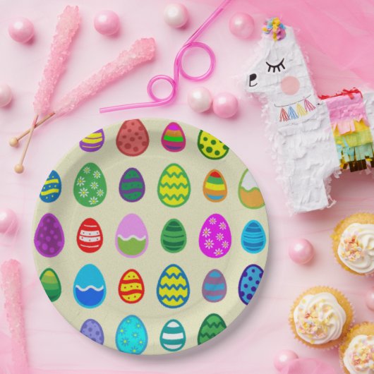 Farbiges und schönes Ostereimuster Pappteller (Party)