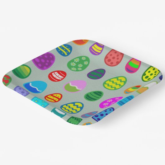 Farbiges und schönes Ostereimuster Pappteller (Gewinkelt)