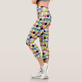 Farbiges und sportliches Pickleball-Muster Capri Leggings