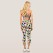 Farbiges und sportliches Pickleball-Muster Capri Leggings (Rückseite)