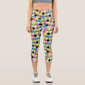 Farbiges und sportliches Pickleball-Muster Capri Leggings (Vorderseite)