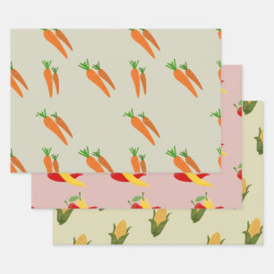 Farbiges Veggie Wrapping Paper Pack Geschenkpapier Set