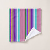 Farbiges, vertikales Streifenmuster Badhandtuch Set (Waschlappen)