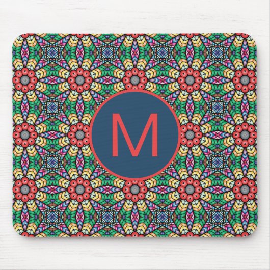 Farbiges Verziertes Kaleidoskop-Muster Mousepad (Vorne)