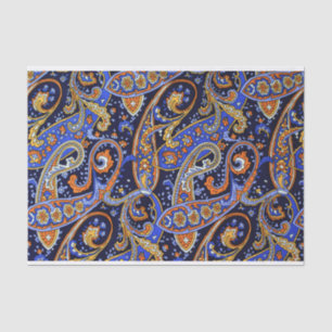 Farbiges Vintag Blau und Orange Paisley Muster Seidenpapier
