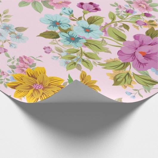 Farbiges Vintages Blume-Musterpapier Geschenkpapier (Ecke)