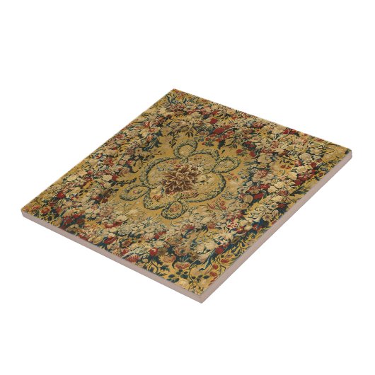 Farbiges Vintages Blumenmuster Fliese (Seite)