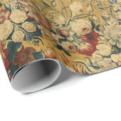 Farbiges Vintages Blumenmuster Geschenkpapier (Rolleneckpunkt)