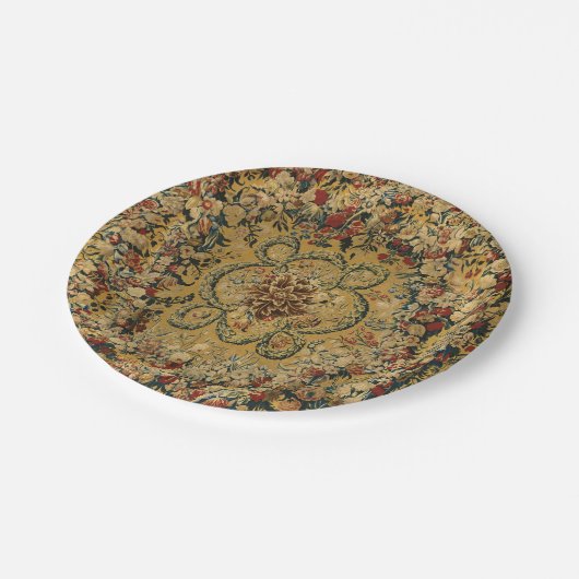 Farbiges Vintages Blumenmuster Pappteller (Schrägansicht)