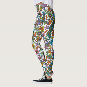 Farbiges Vintages Blumenpaisley Leggings