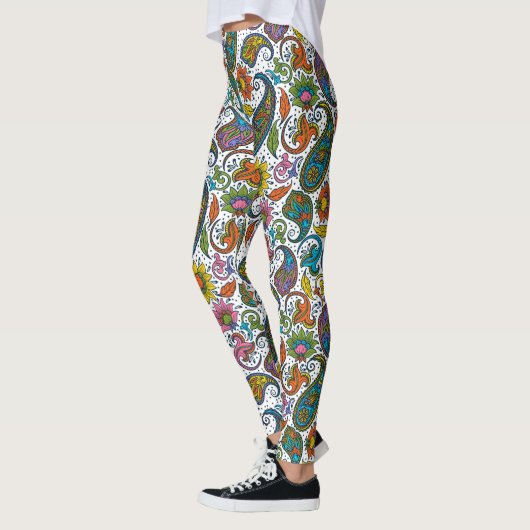 Farbiges Vintages Blumenpaisley Leggings (Links)