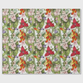 Farbiges Vintages, florales Muster Geschenkpapier (Flach)