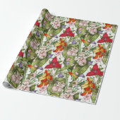 Farbiges Vintages, florales Muster Geschenkpapier (Ungerollt)