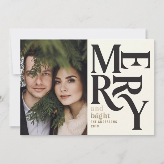 Farbiges Vintages Foto mit fröhlichen Chritsmas Ankündigung (Vorderseite)