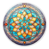 Farbiges Vintages gestanztes Glasmuster Keramikknauf (Vorderseite)