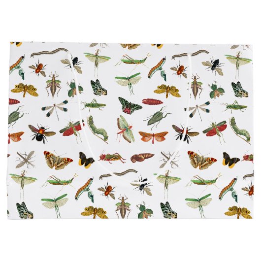 Farbiges Vintages Insektenbild Große Geschenktüte (Rückseite)