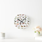 Farbiges Vintages Insektenbild Runde Wanduhr (Zuhause)