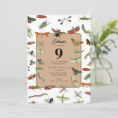 Farbiges Vintages Insektenthema Geburtstagsparty Einladung (Stehend Vorderseite)