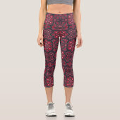 Farbiges Vintages Kunstdesign Capri Leggings (Vorderseite)