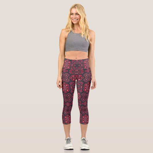 Farbiges Vintages Kunstdesign Capri Leggings (Vorderseite)