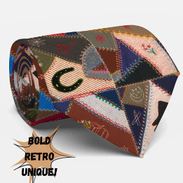 Farbiges Vintages Patchwork Quilt Retro Muster Krawatte