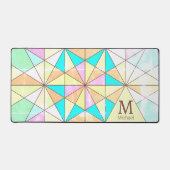 Farbiges Vintages Retro-Mosaikmuster Monogramm Schreibtischunterlage (Vorderseite)