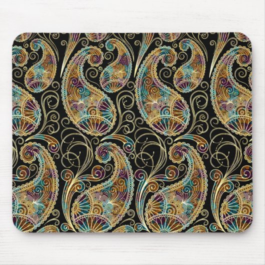 Farbiges Vintages Verziertes Paisley Design Mousepad (Vorne)
