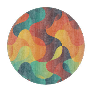 Farbiges Vintages Wellenmuster abstrakt Schneidebrett