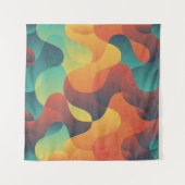 Farbiges Vintages Wellenmuster abstrakt Wandteppich (Vorderseite (Horizontal))