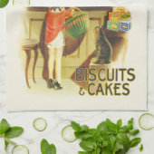 Farbiges Vintages Werbeplakat für Biscuit Geschirrtuch (Gefaltet)