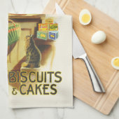 Farbiges Vintages Werbeplakat für Biscuit Geschirrtuch (Viertel Falte)