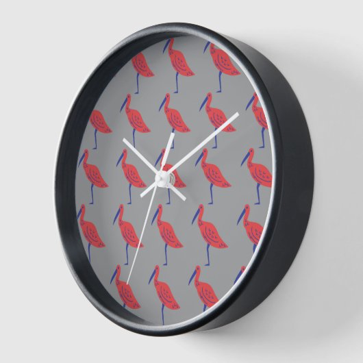 Farbiges Vogelmuster auf grauem Hintergrund Uhr (Winkel)