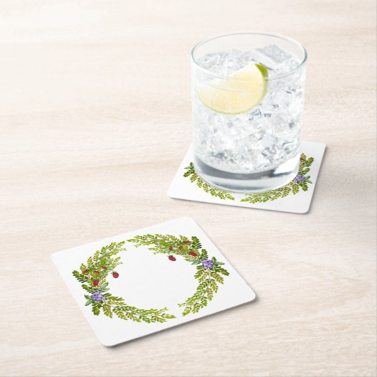 Farbiges Wasserfarbmuster der Beeren-Mäusekmatte c Rechteckiger Pappuntersetzer (Vor Ort)