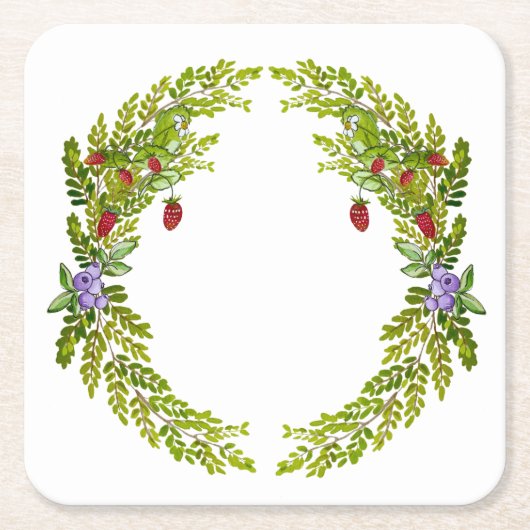 Farbiges Wasserfarbmuster der Beeren-Mäusekmatte c Rechteckiger Pappuntersetzer (Vorderseite)