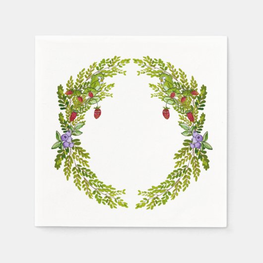 Farbiges Wasserfarbmuster der Beeren-Mäusekmatte c Serviette (Vorderseite)