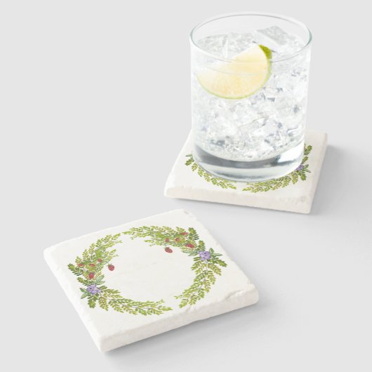 Farbiges Wasserfarbmuster der Beeren-Mäusekmatte c Steinuntersetzer (Seitenansicht)