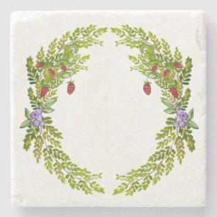 Farbiges Wasserfarbmuster der Beeren-Mäusekmatte c Steinuntersetzer