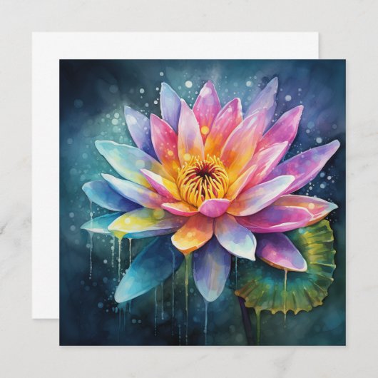 Farbiges Wasserlilie Wasserfarbendesign Mitteilungskarte (Vorne/Hinten)