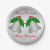 Farbiges Weihnachten silberner Bell Silber Pappteller (Vorderseite)